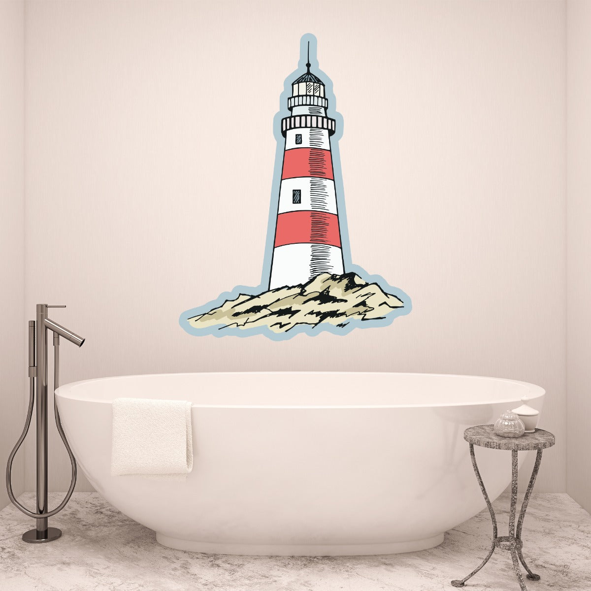 Bathroom Wall Sticker - Lighthouse Sketch Wall Decal