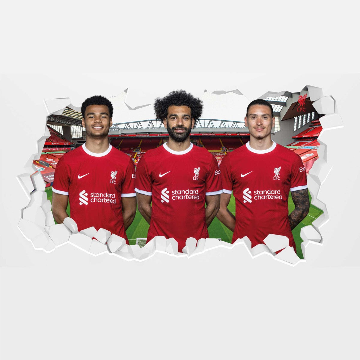 Liverpool FC Wall Sticker - Attacking Trio 23/24 Broken Wall Decal