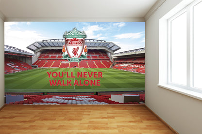 Liverpool FC Anfield Stadium Full Wall Mural - Main Stand Image (YNWA & Crest)