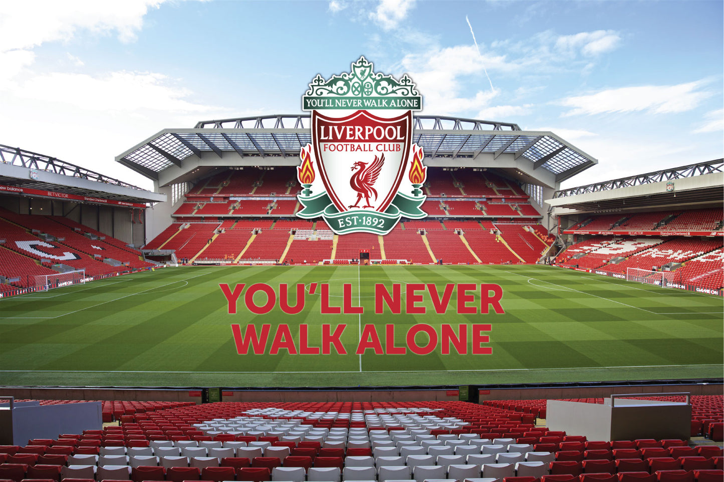 Liverpool Anfield Stadium Full Wall Mural Main Stand Image YNWA Crest