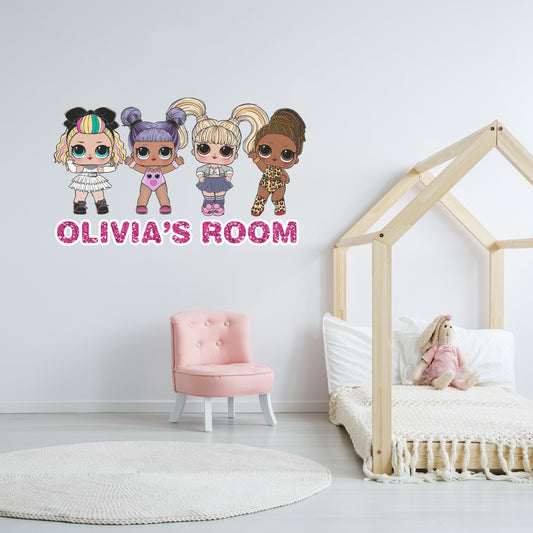 L.O.L Surprise! 4 Dolls Personalised Name Wall Sticker