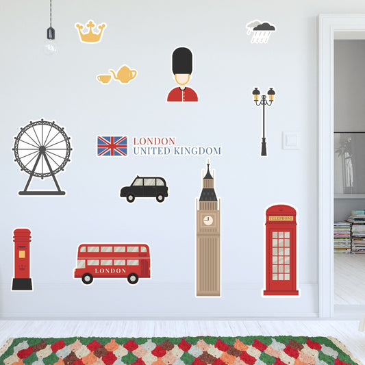 King Charles Coronation London Icons Wall Sticker Set