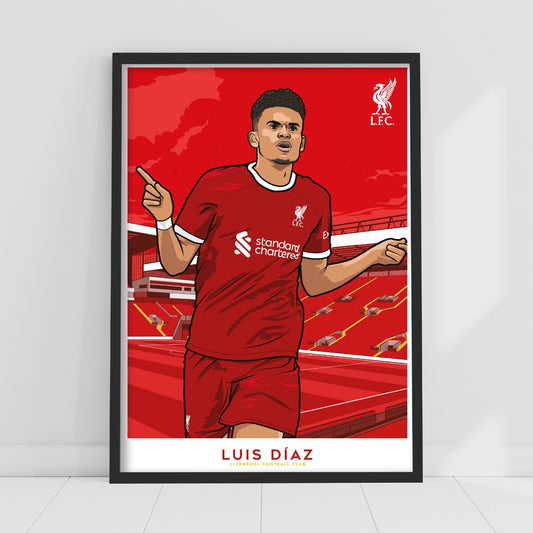 Liverpool FC Print - Luis Diaz 23-24 Illustration Poster