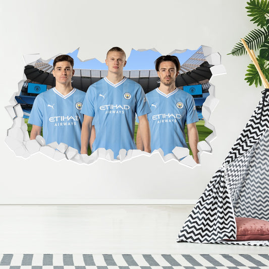 Manchester City Attacking Trio Smashed Wall Mural