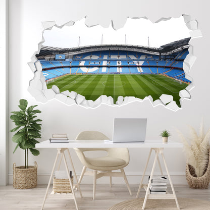 Manchester City Football Club - CITY in Stands Broken Wall Sticker + Bonus Decal Set