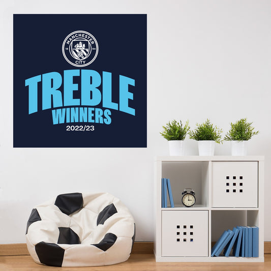 Manchester City FC - Treble Winners 22/23 Square Logo Wall Sticker