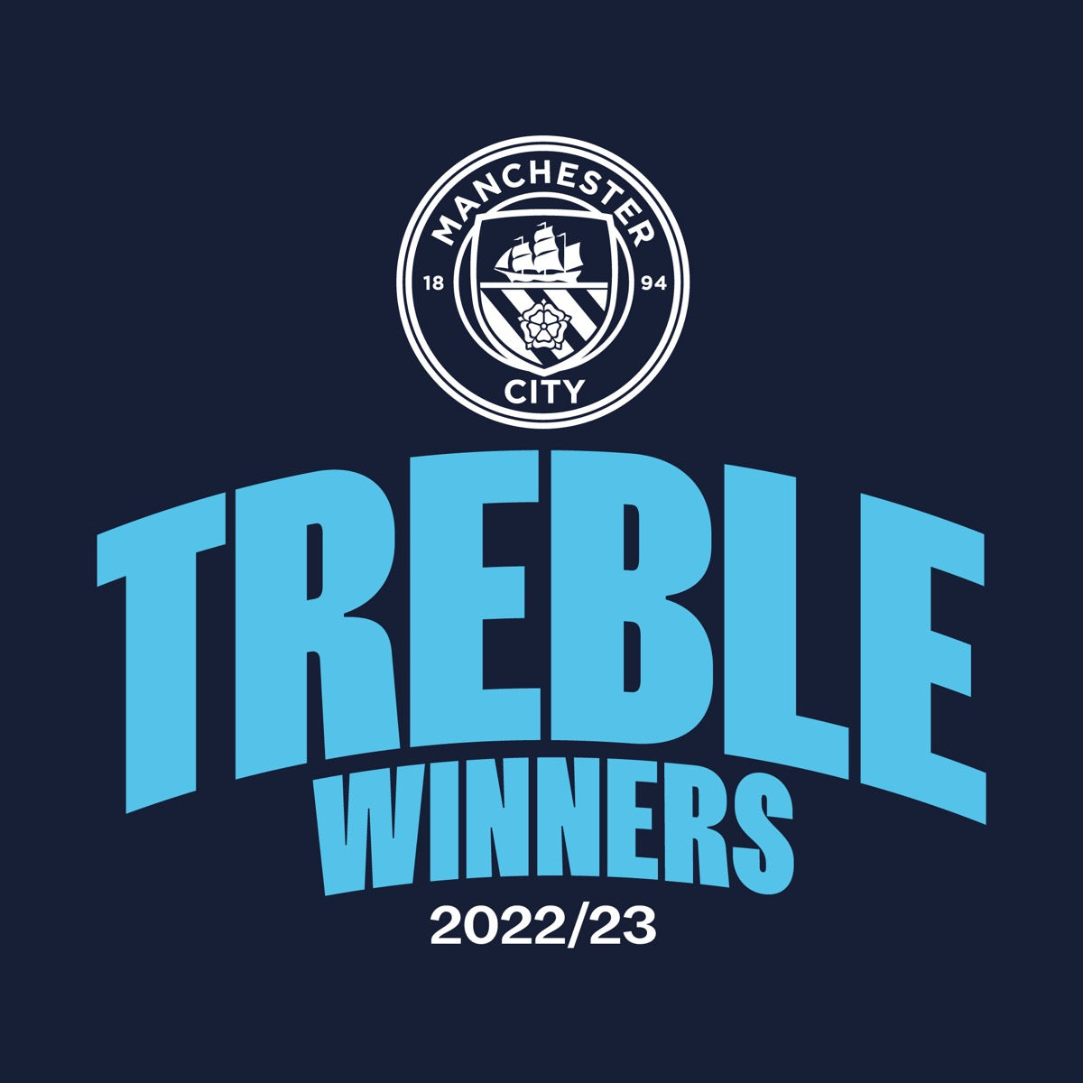 Manchester City FC - Treble Winners 22/23 Square Logo Wall Sticker