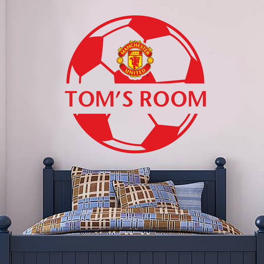 Manchester United Personalised Name and Ball Design Wall Sticker