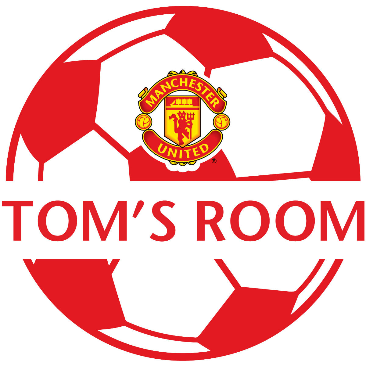 Manchester United F.C. - Personalised Name & Ball Design Wall Sticker