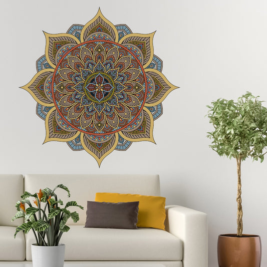 Mandala Wall Sticker - Brown Neutral Tones Mandala Flower