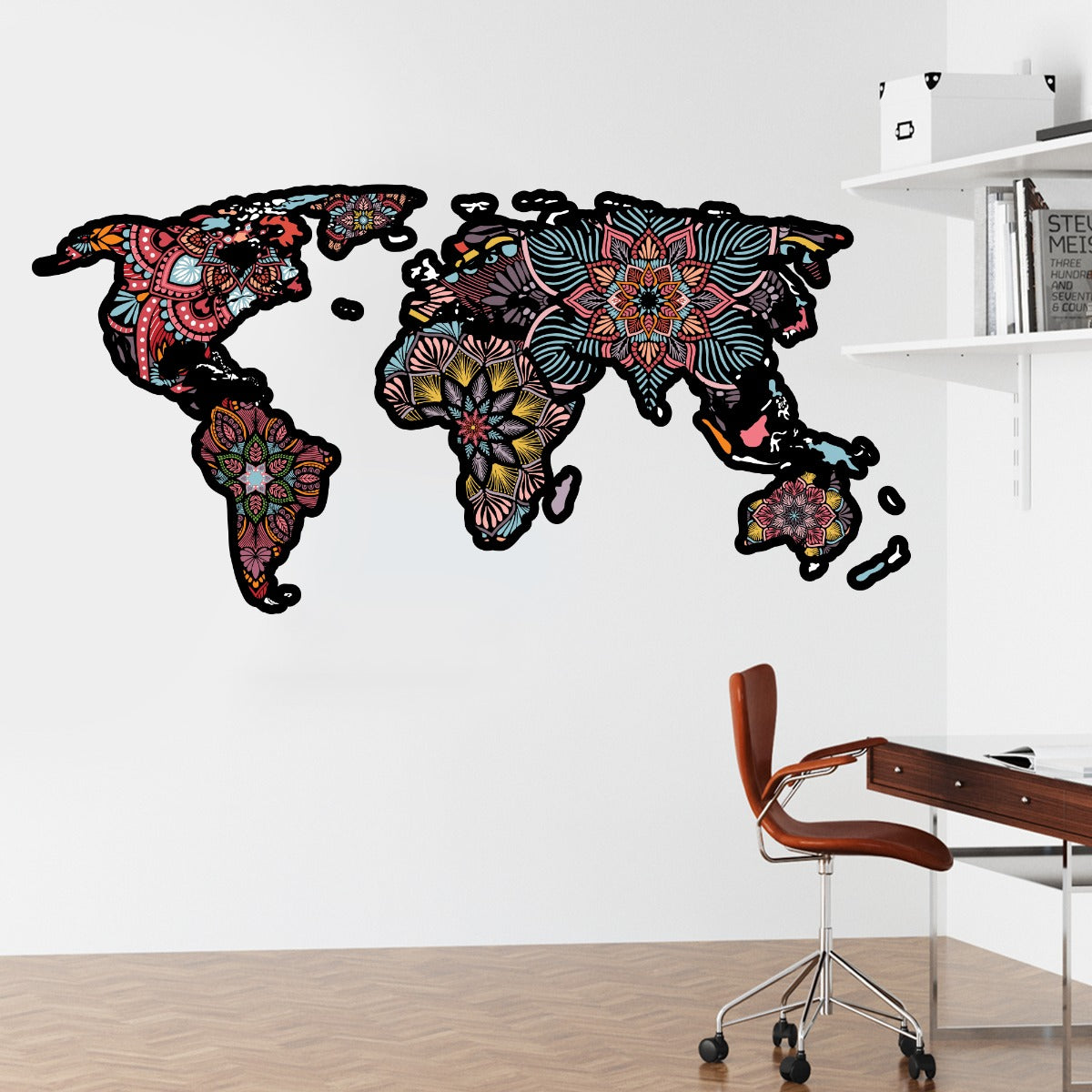 Mandala Wall Sticker - Mandala Pattern World Map