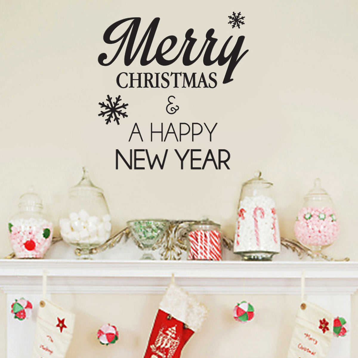 Merry Christmas & Happy New Year Wall Sticker