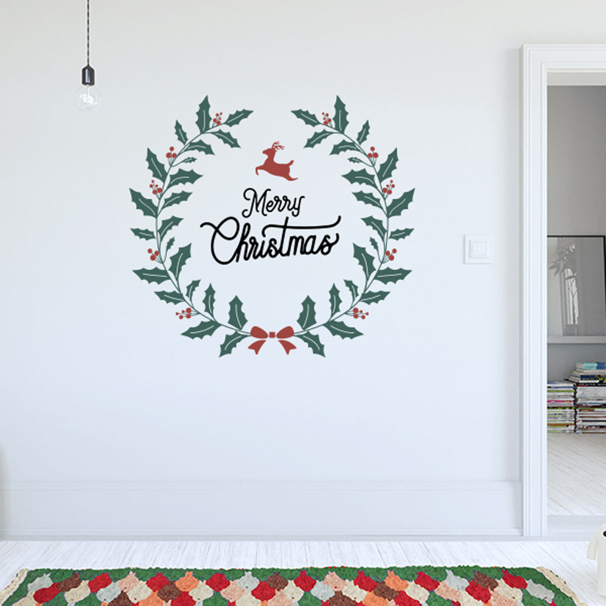 Merry Christmas Wreath Wall Sticker