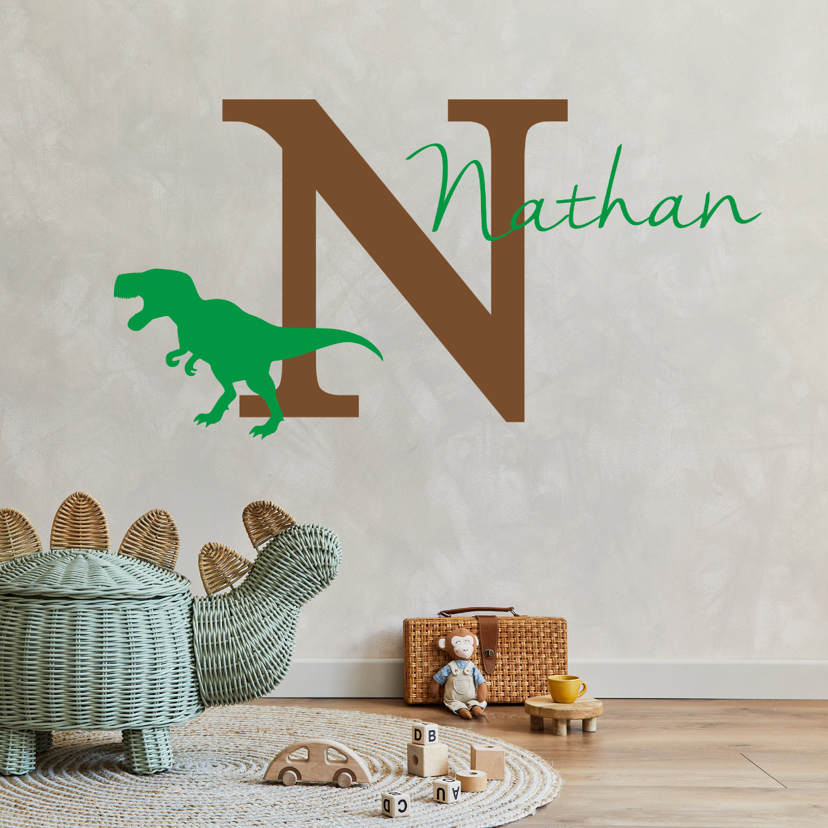 Dinosaur Wall Sticker Personalised Name and Letter