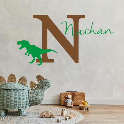 Dinosaur Wall Sticker Personalised Name and Letter