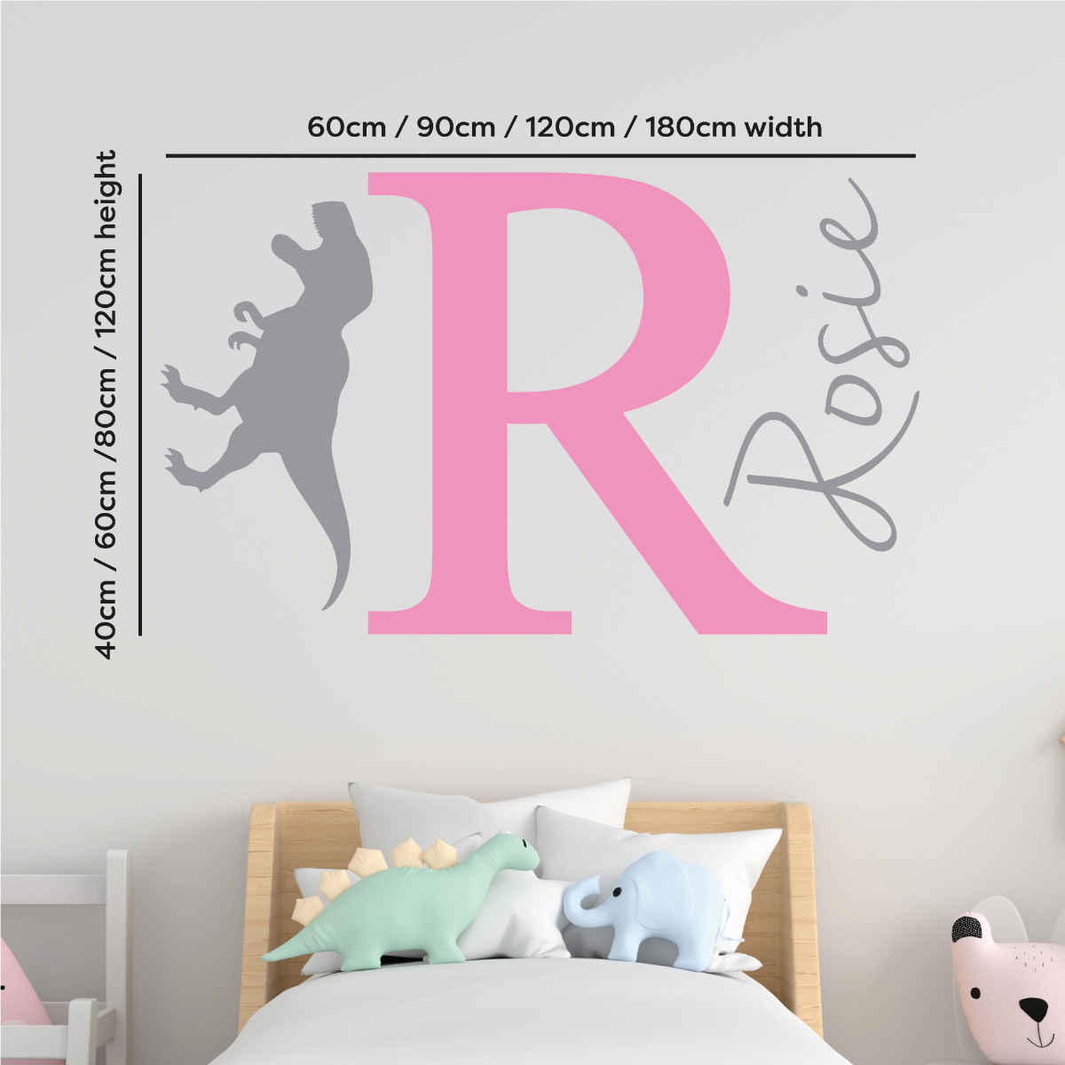 Dinosaur Wall Sticker Personalised Name and Letter