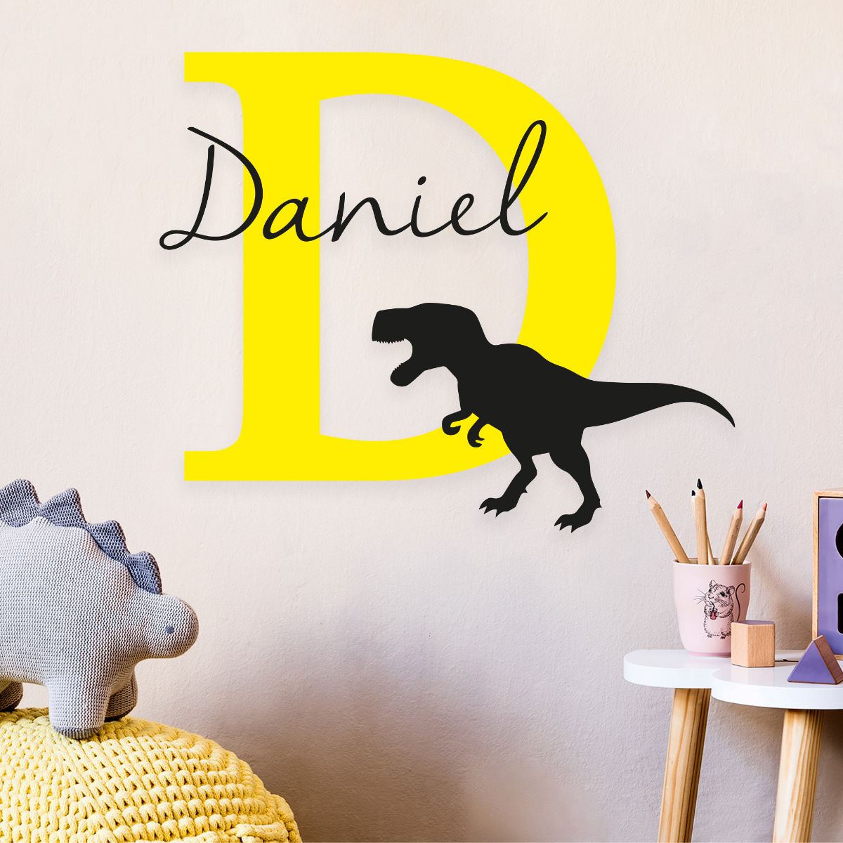 Dinosaur Wall Sticker Personalised Name and Letter