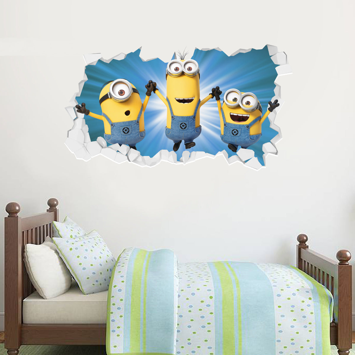Despicable Me 3 Minions Jumping Broken Wall Sticker