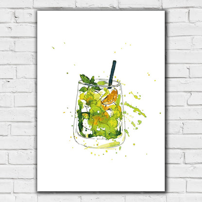 Alcohol Print - Watercolour Mint Cocktail