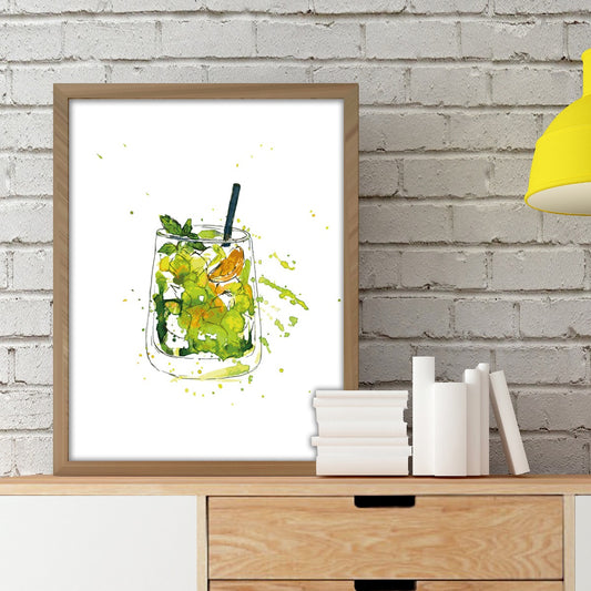 Alcohol Print - Watercolour Mint Cocktail