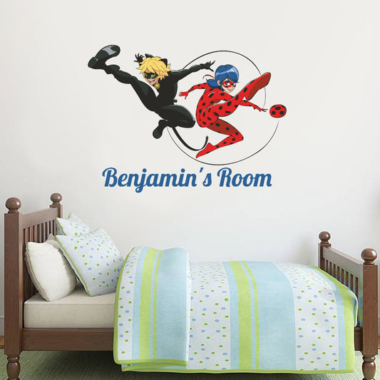 Miraculous Ladybug and Cat Noir Personalised Name Wall Sticker MIR10