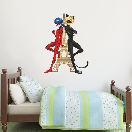 Miraculous Ladybug and Cat Noir Eiffel Tower Wall Sticker