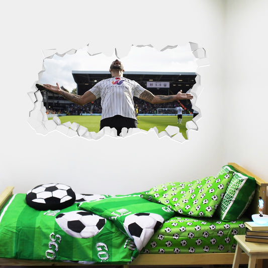 Fulham F.C. - Aleksander Mitrovic Head Back Celebration Broken Wall Sticker