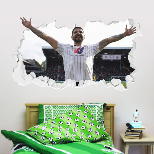 Fulham F.C. - Aleksander Mitrovic Arms Up Celebration Broken Wall Sticker