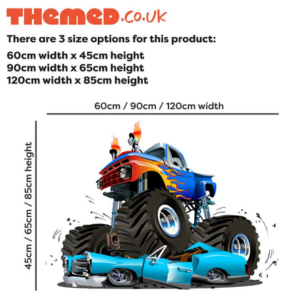 Monster Truck Wall Sticker - Truck Crushing Car