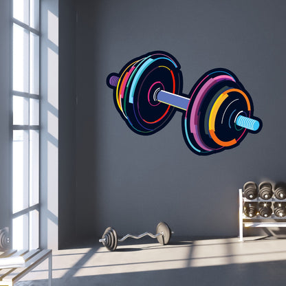 Gym Wall Sticker - Multi Colour Gym Dumbbell