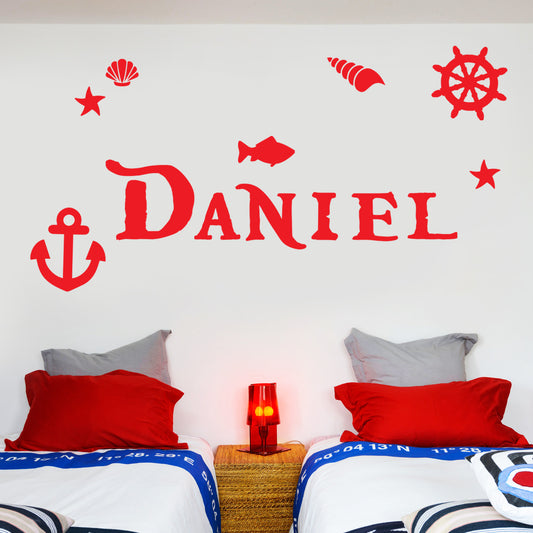 Pirate Wall Sticker Nautical Personalised Name 