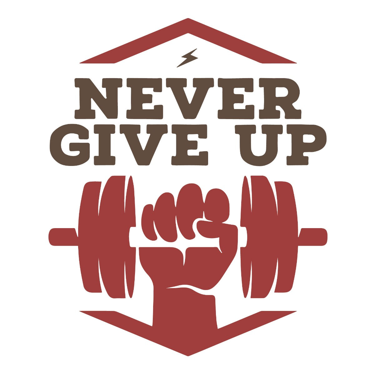 Gym Wall Sticker - Never Give Up Dumbbell Power Quote