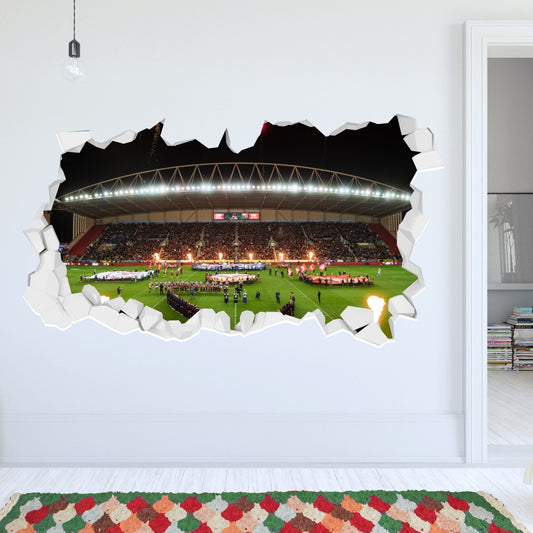 Wigan Warriors Rugby Club Night Time Smashed Stadium Wall Sticker