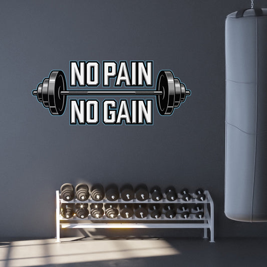 Gym No Pain No Gain Barbell Wall Sticker
