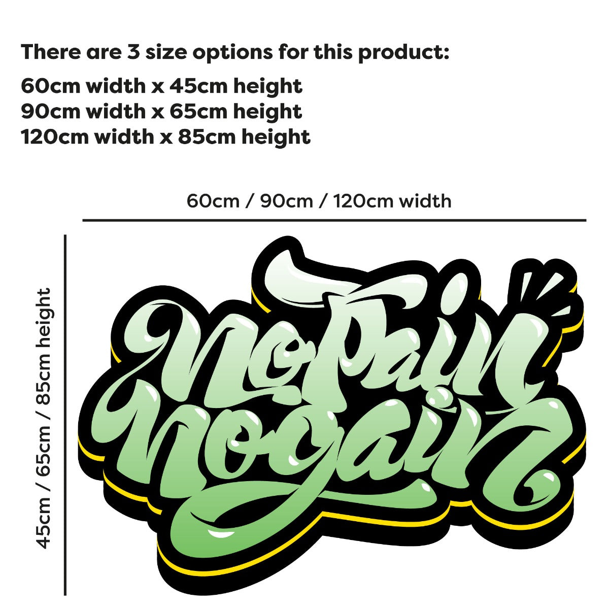 Gym Wall Sticker - No Pain No Gain Graffiti