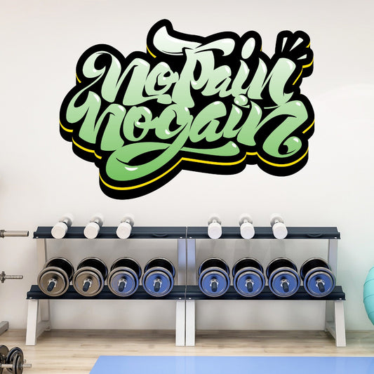 Gym Wall Sticker - No Pain No Gain Graffiti