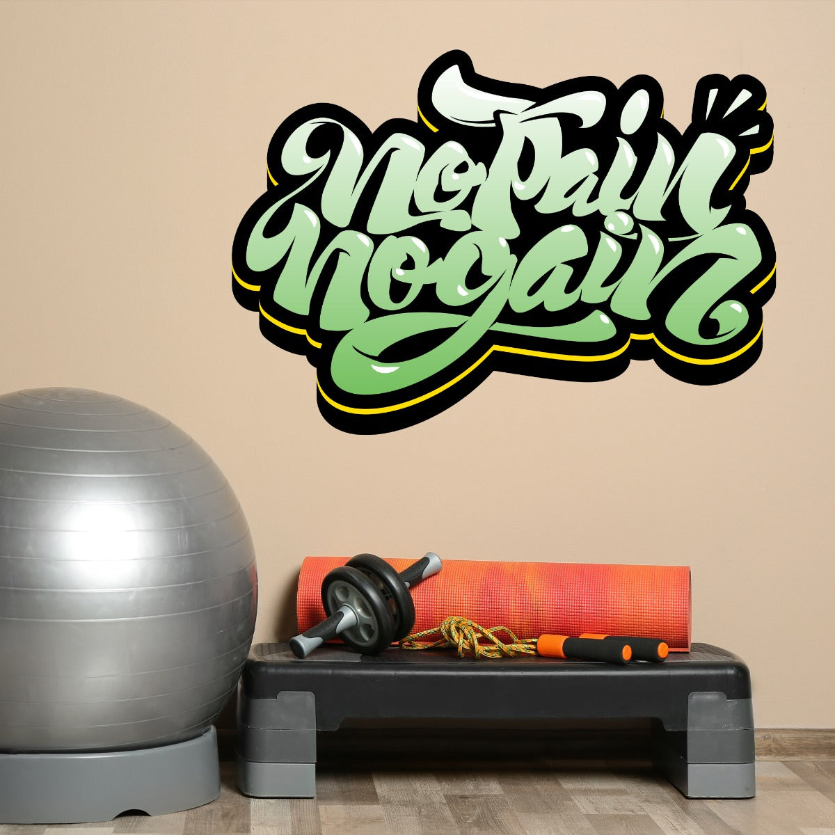 Gym Wall Sticker - No Pain No Gain Graffiti