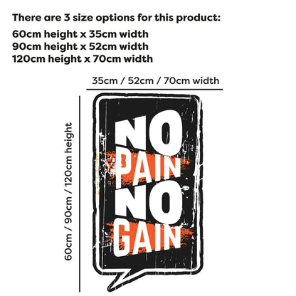 Gym Wall Sticker - No Pain No Gain Speech Bubble