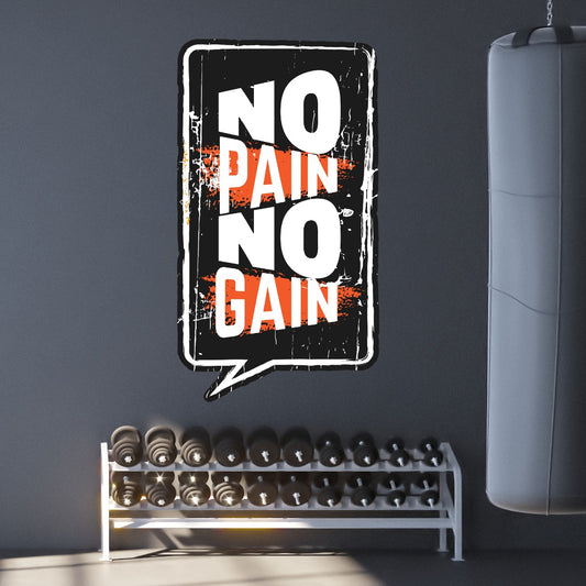 Gym Wall Sticker - No Pain No Gain Speech Bubble
