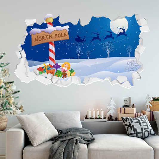 North Pole Sign Broken Wall Decal