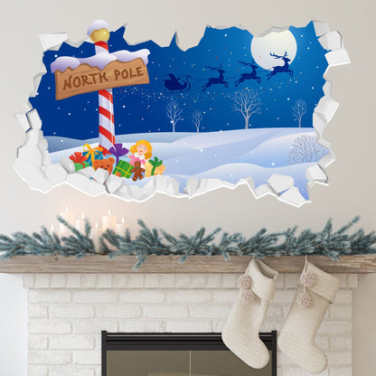 North Pole Sign Broken Wall Decal