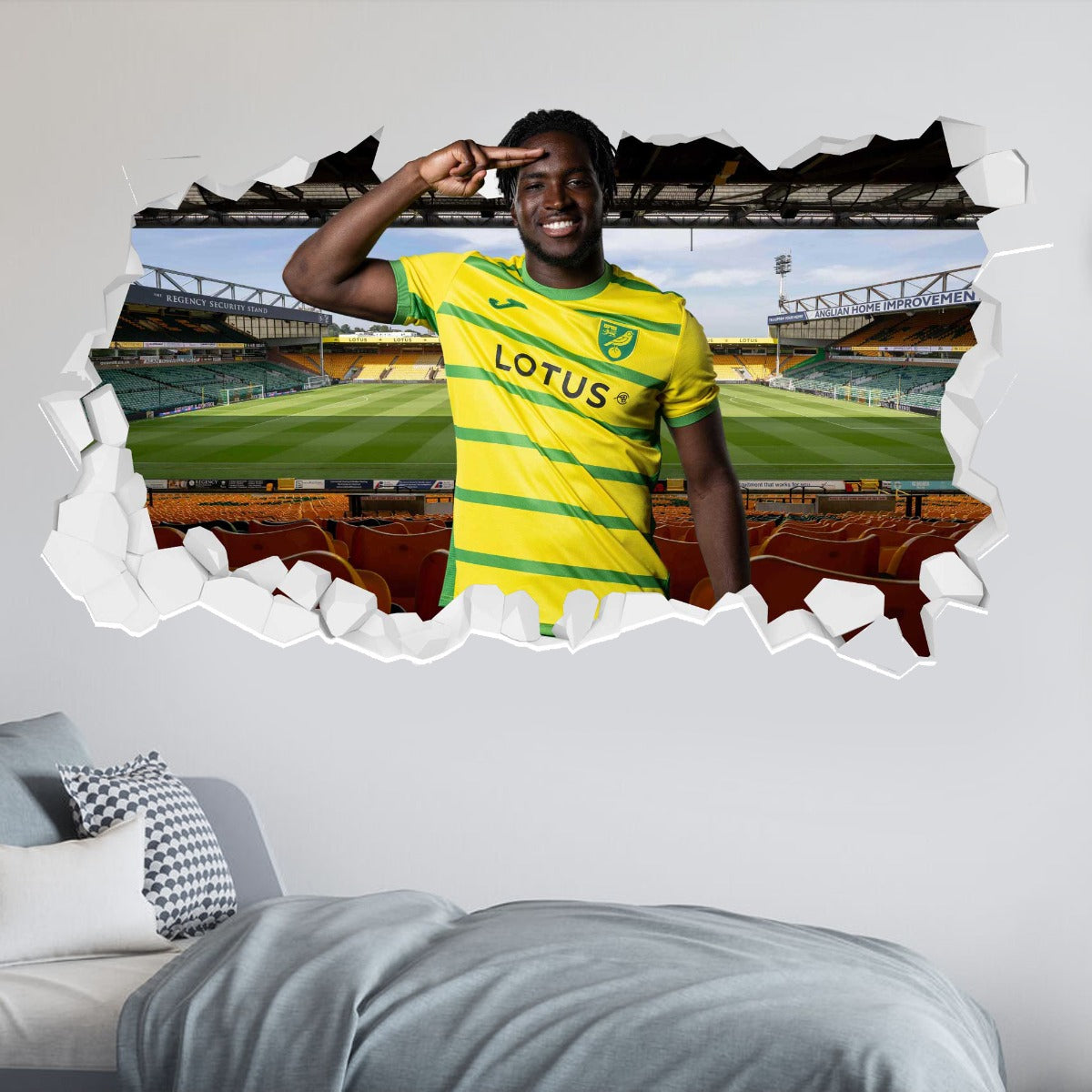 Norwich City FC - Jonathan Rowe 23-24 Player Broken Wall Sicker