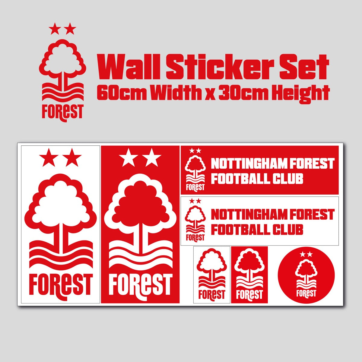 Nottingham Forest FC - Crest & Personalised Name Wall Sticker + Forest Decal Set