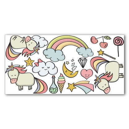 Nursery Wall Sticker - Cute Unicorn Wall Decal Set