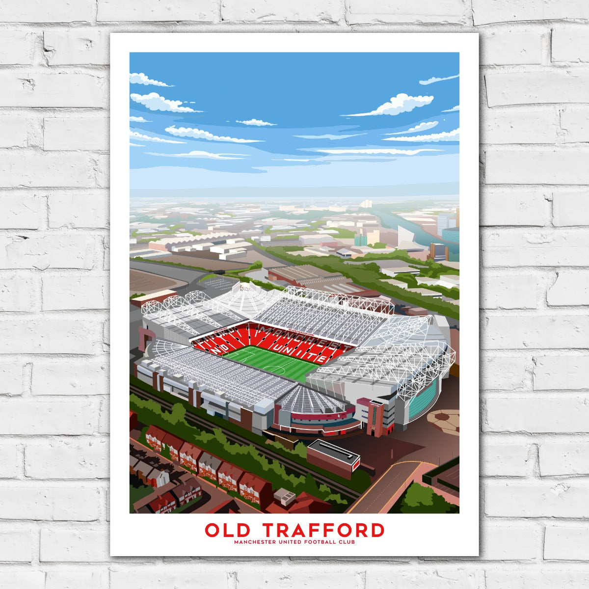 Manchester United FC Print - Old Trafford Aerial Illustration Poster