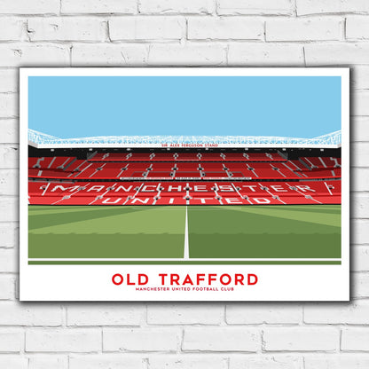 Manchester United FC Print - Old Trafford Stadium Illustration Poster