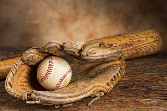 Old Baseball Glove Bat Ball Wall Mural