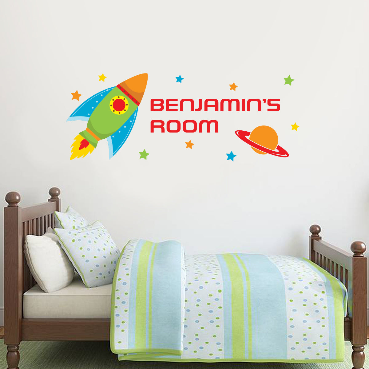 Rocket and Personalised Name Wall Sticker
