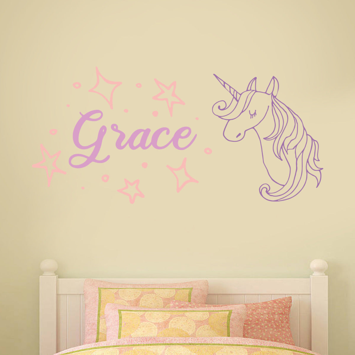 Unicorn and Personalised Name Wall Sticker