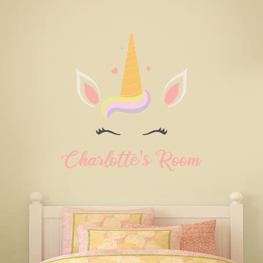 Unicorn Head and Personalised Name Wall Sticker